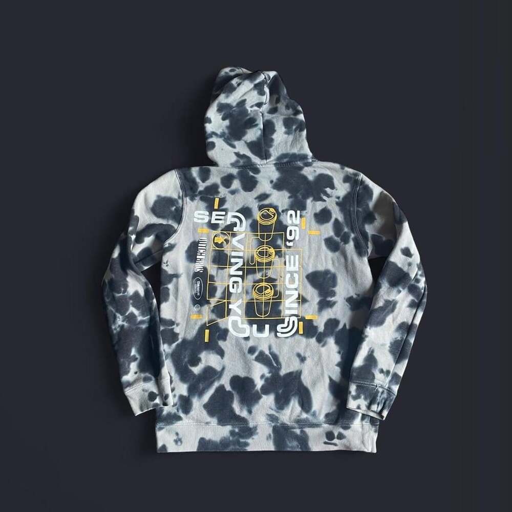 Dutch Bros Coffee Hoodie Women’s Medium Tie Dye Grey Black Acid Wash